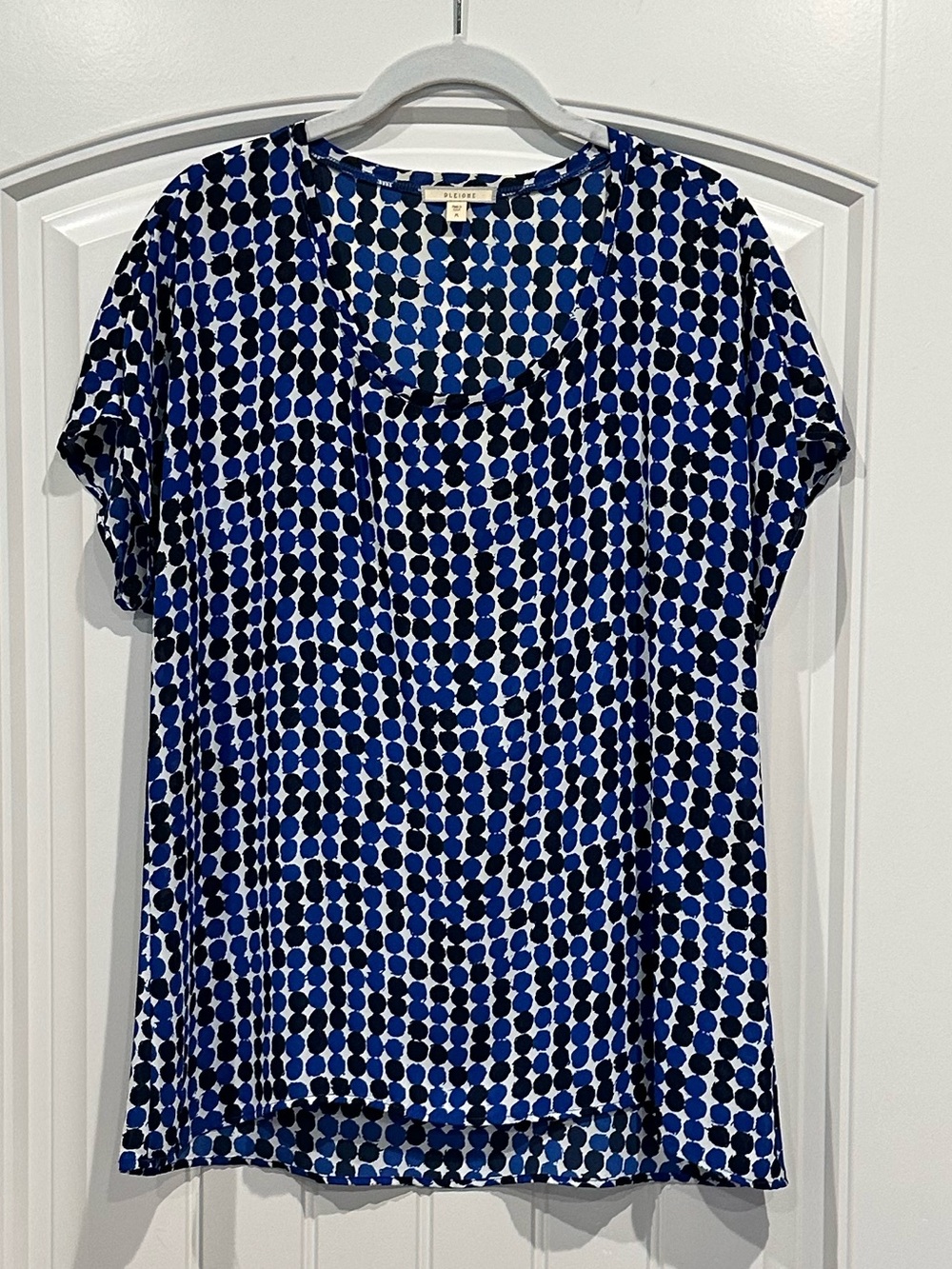 Pleione Blue Geometric Print Short-Sleeve Top
